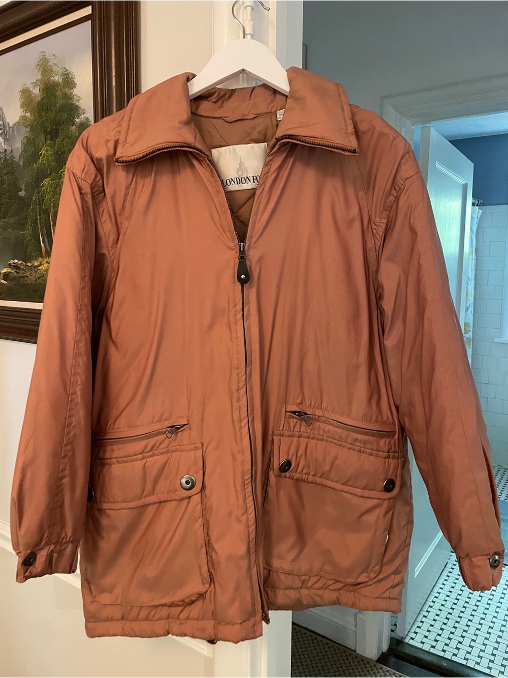 London Fog Women's Rust Copper Zip-Front Puffer Jacket